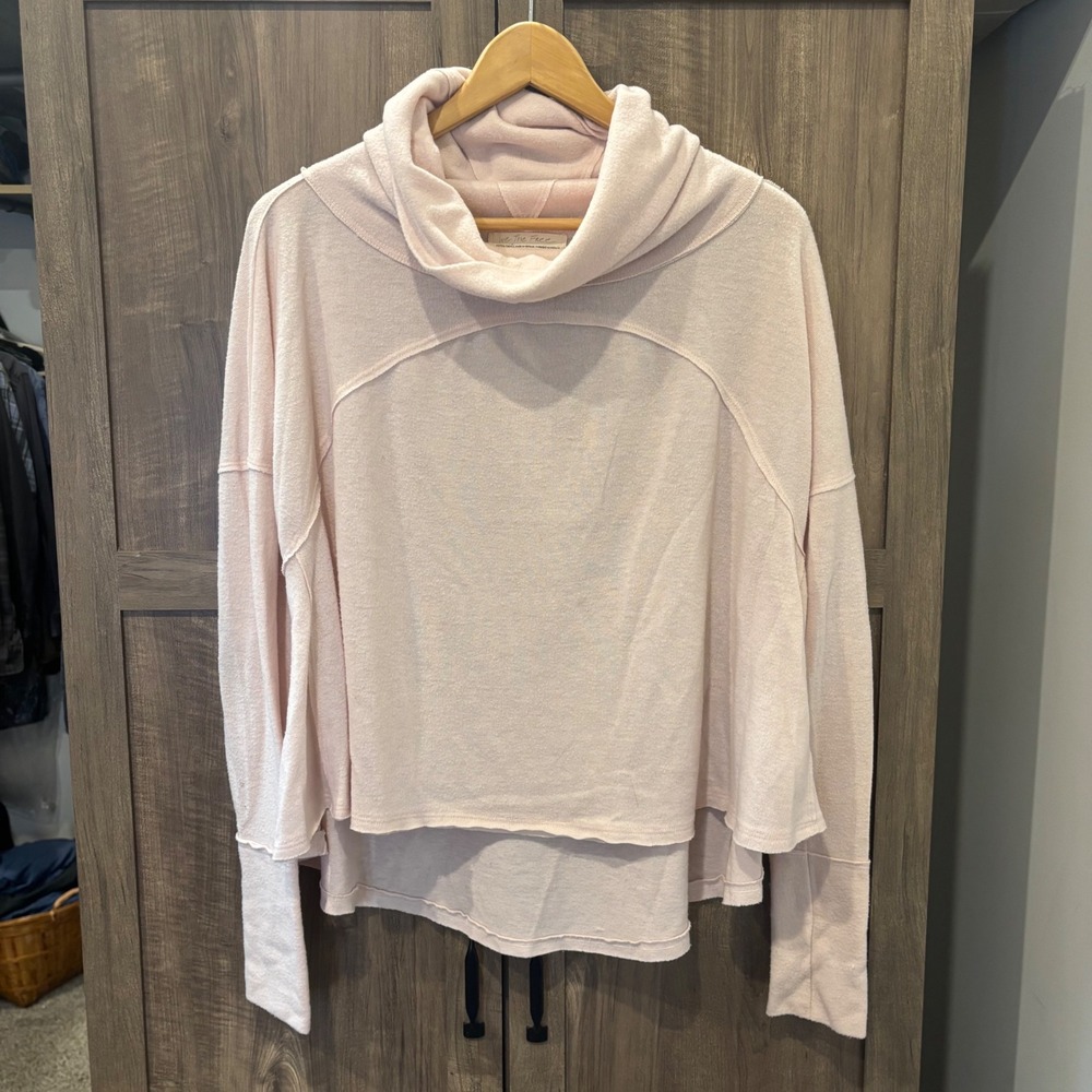 We The Free Free People Cozy Time Funnel top Pink Cowl Neck Oversized XS
